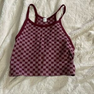 Kohls fitted checker cropped tank racerback